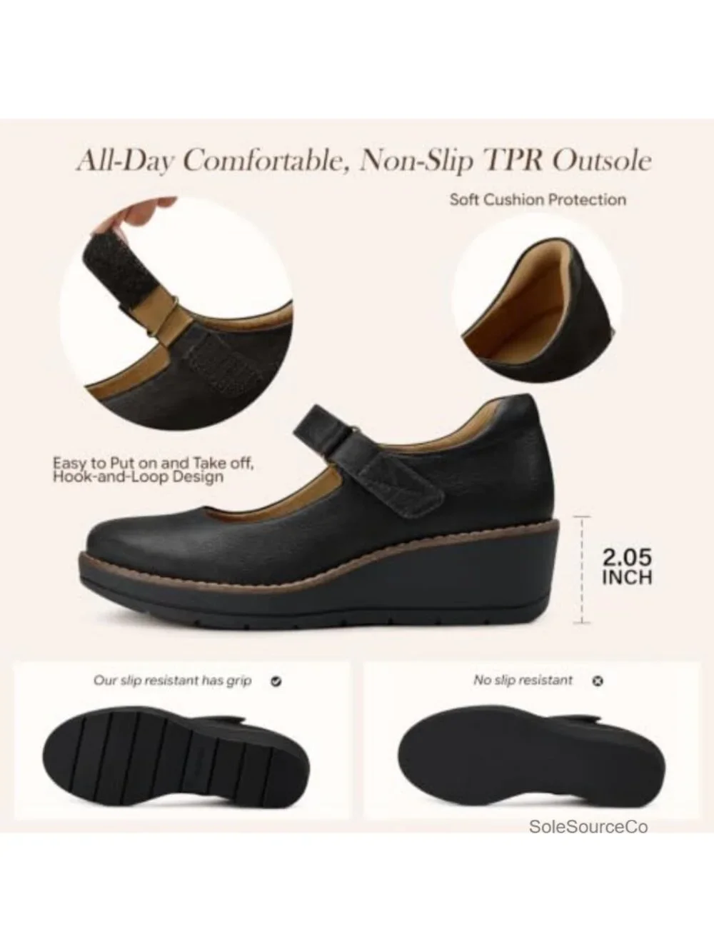 Women Mary Jane Work Pumps Memory Foam Non-Slip Comfort Shoes